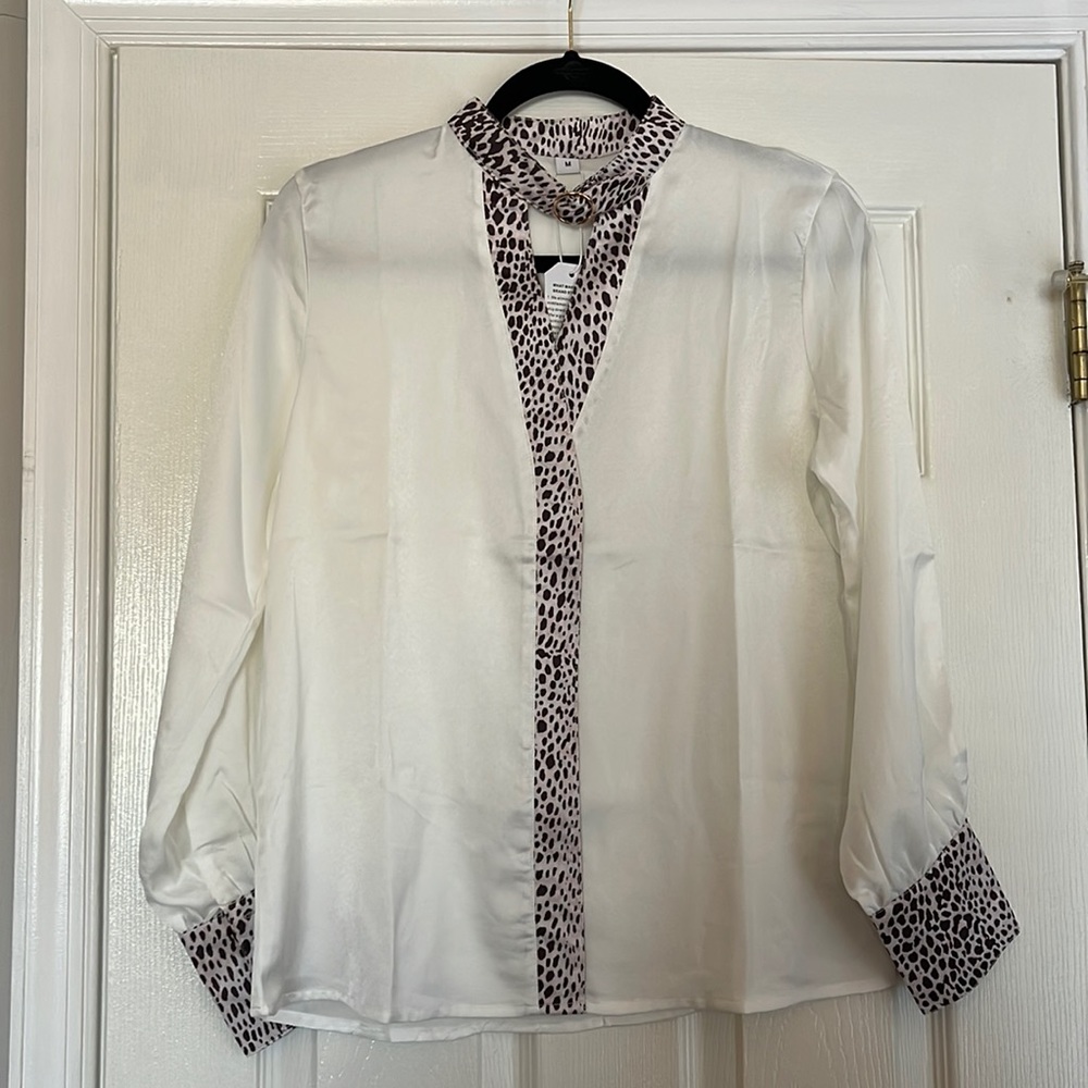 Animal Print Long Sleeve Dress Shirt Size M